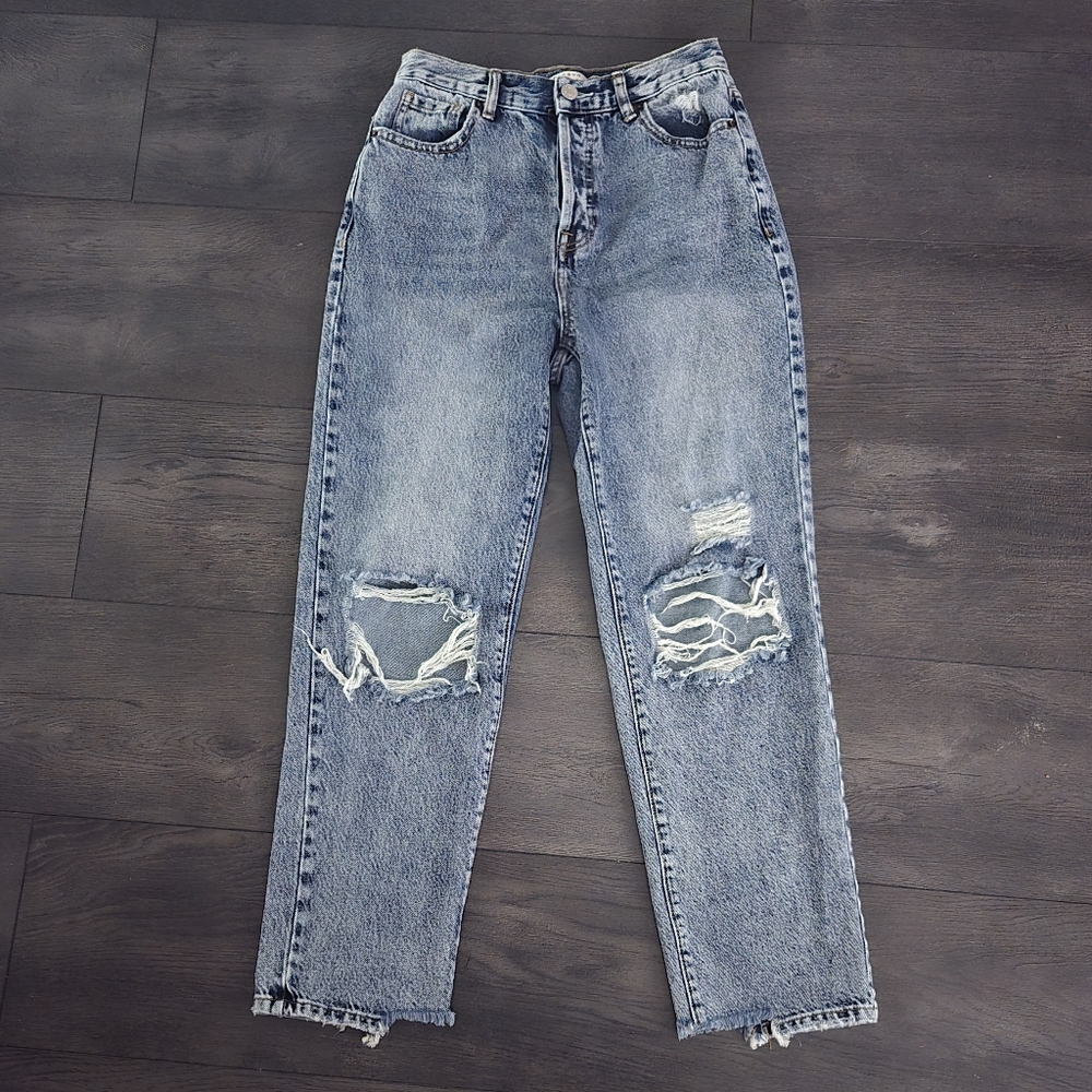 PacSun 90s Straight Leg Distressed Jeans 25 Light Wash - Picture 3 of 15